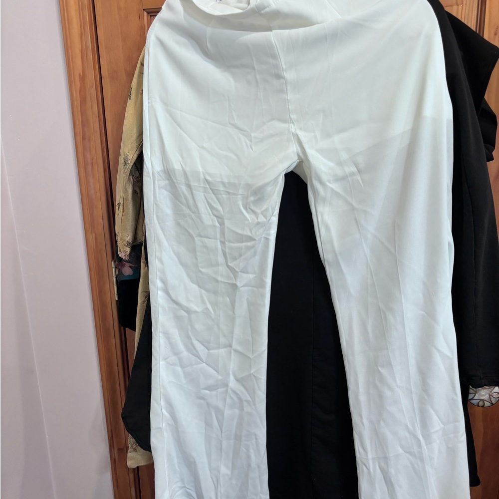 Chic White Wide Leg Women's Pants